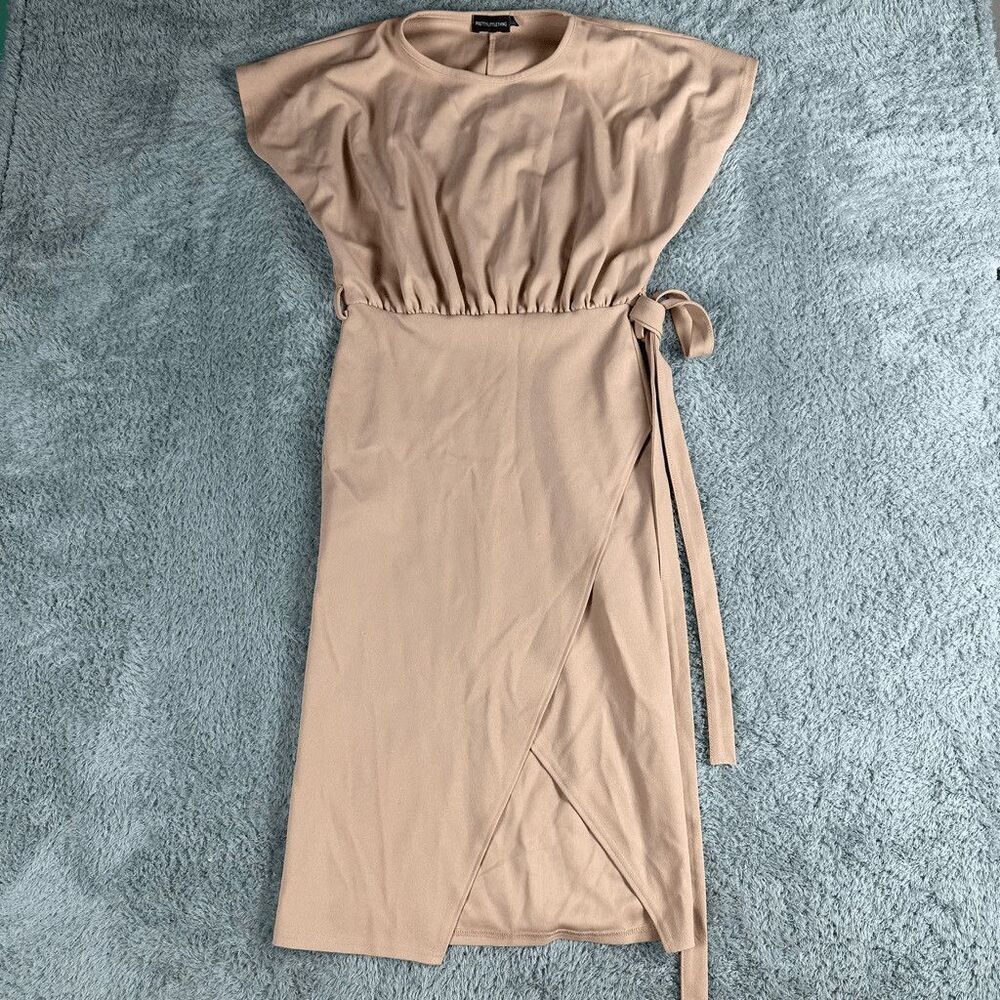 PrettyLittleThing Women's Coquette BodyCon Dress 10 Blush Pink Belted Crossover
